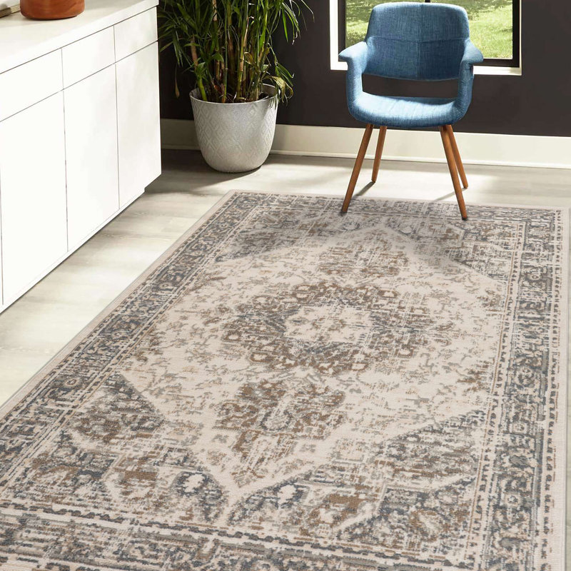 Tapis beige / gris Nimoha, Rectangle 1 pi 10 po x 2 pi 11 po