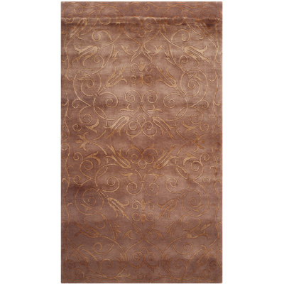 Tibetan Batroun Hand Knotted Silk/Wool Lilac Area Rug