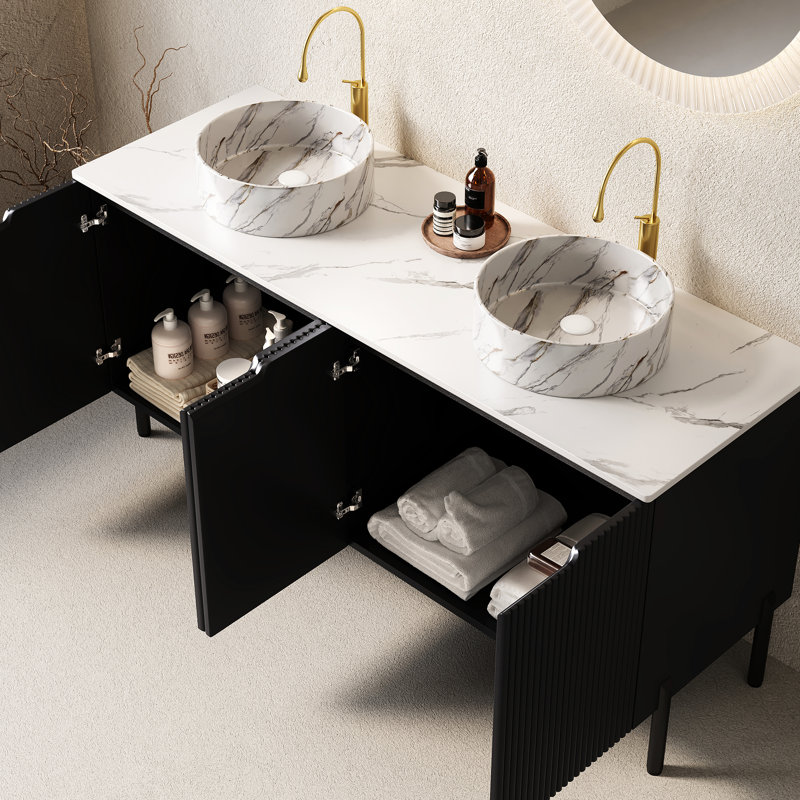 Meuble-lavabo sur pieds 60 po Modern Modern, Noir