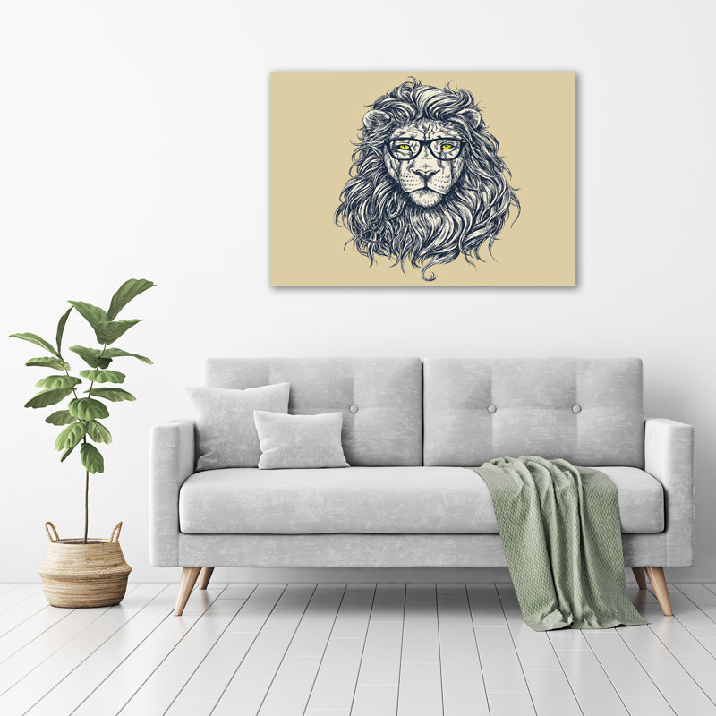 Lion Hipster - No Frame Print on Canvas
