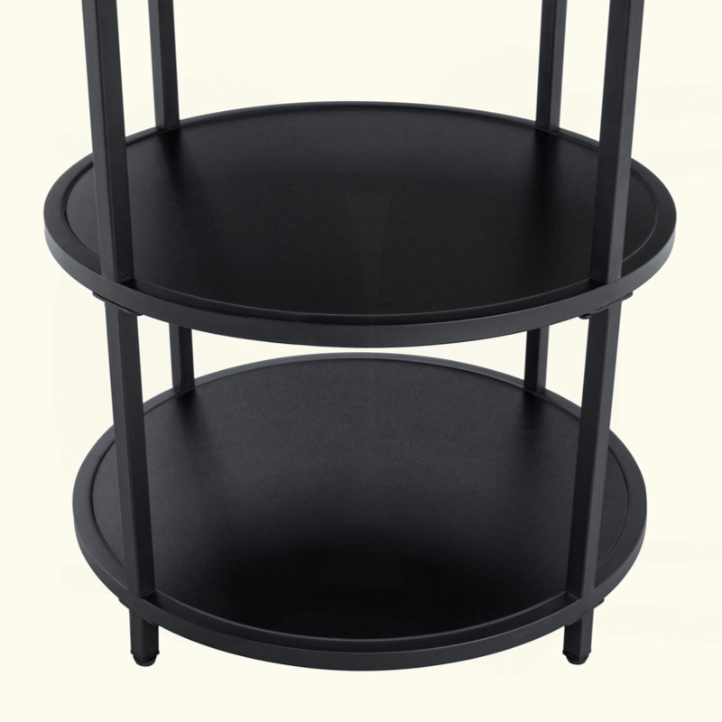 Table And Chair Set.A 47.3-Inch Diameter Modern Spliced Color Circular Dining Table - Double-Layer Storage.Paired With Technology Fabric Dining Chairs, Simple And Versatile, Comfortable.