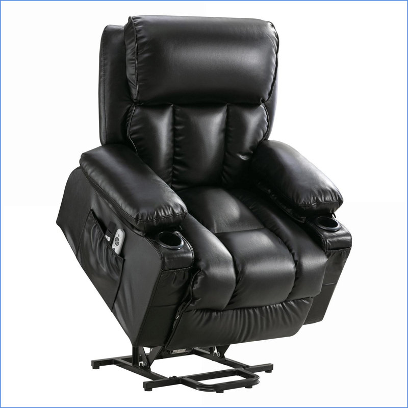 Fauteuil inclinable électrique avec massage, chauffage et amp; USB | Polaire | Noir