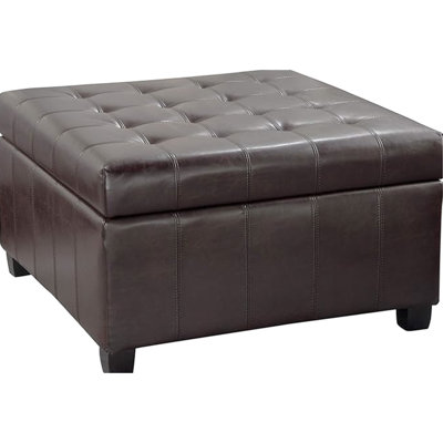 With Storage In Brown Pu Upholstered 31.7 X 18.75 Inches Stylish Capacity 31.7"