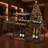 Liquor Cabinet with Fences, Wine Rack Freestanding Floor, 4 Tier Trapezoidal Bar Stand, Expanded Capacity Bar Cabinet for Liquor & Wine Storage