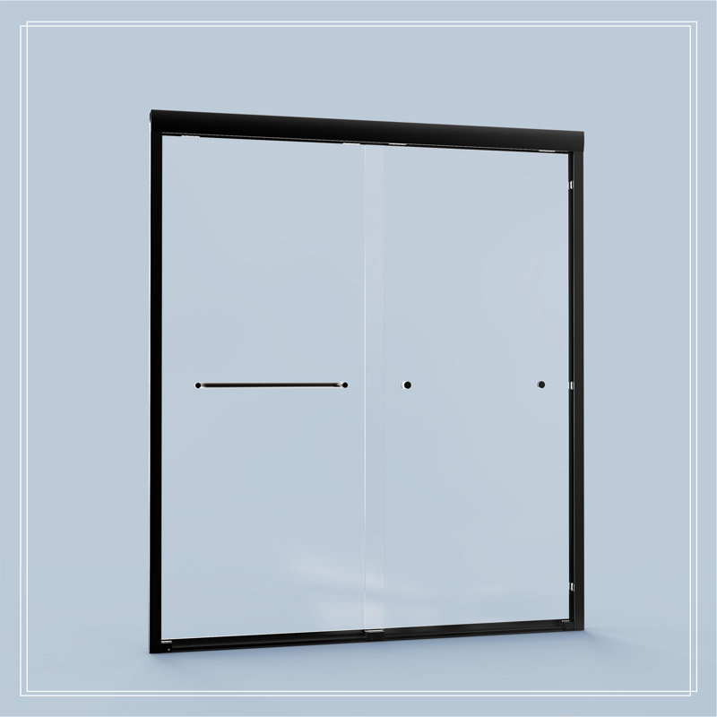 56"-60"W*72" H Semi-Frameless Double Sliding Shower Door, Bypass Shower Door, 1/4" (6Mm) Thick SGCC Tempered Glass Door