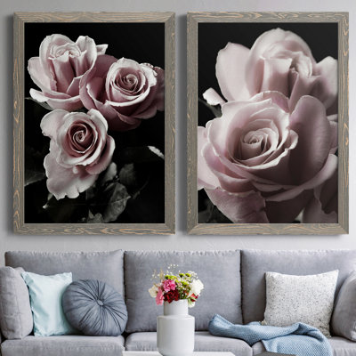 " Rose Noir I " 2 Piece Art Color Photography Painting