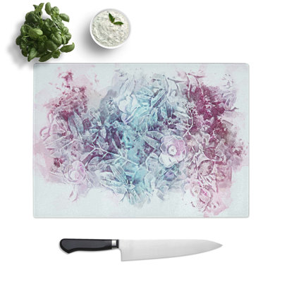 Tempered Glass Pretty Flowers Art Chopping Board