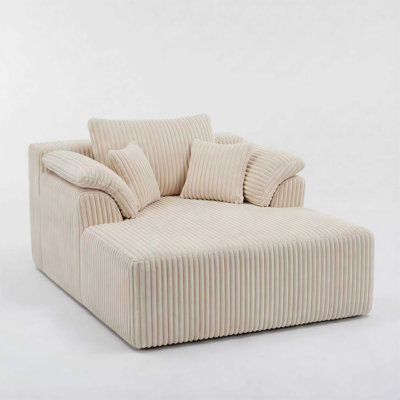 60 Inch Chaise Lounge Chair Indoor, Oversized Corduroy Upholstered Boneless Sofa Bed, Deep Seat Sleeper Couch Reading Chairs, Cloud Sofas Couches for Living Room, No Assembly Required