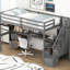 Structure de lit mezzanine simple gris avec bureau et double compartiment de rangement pour la fascination-1247043566