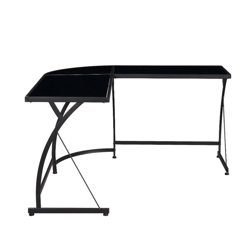 Bureau d'écriture Janison, verre noir et finition noire, Noir