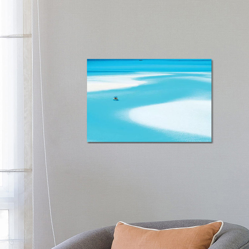 Sand Patterns Hill Inlet With Zodiac Boat, 66.04 cm H x 45.72 cm W