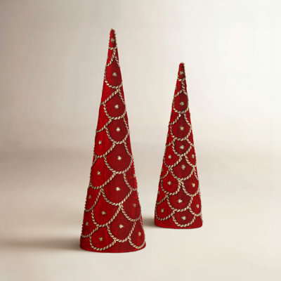 Crimson Christmas Jeweled Velvet Cone Tree