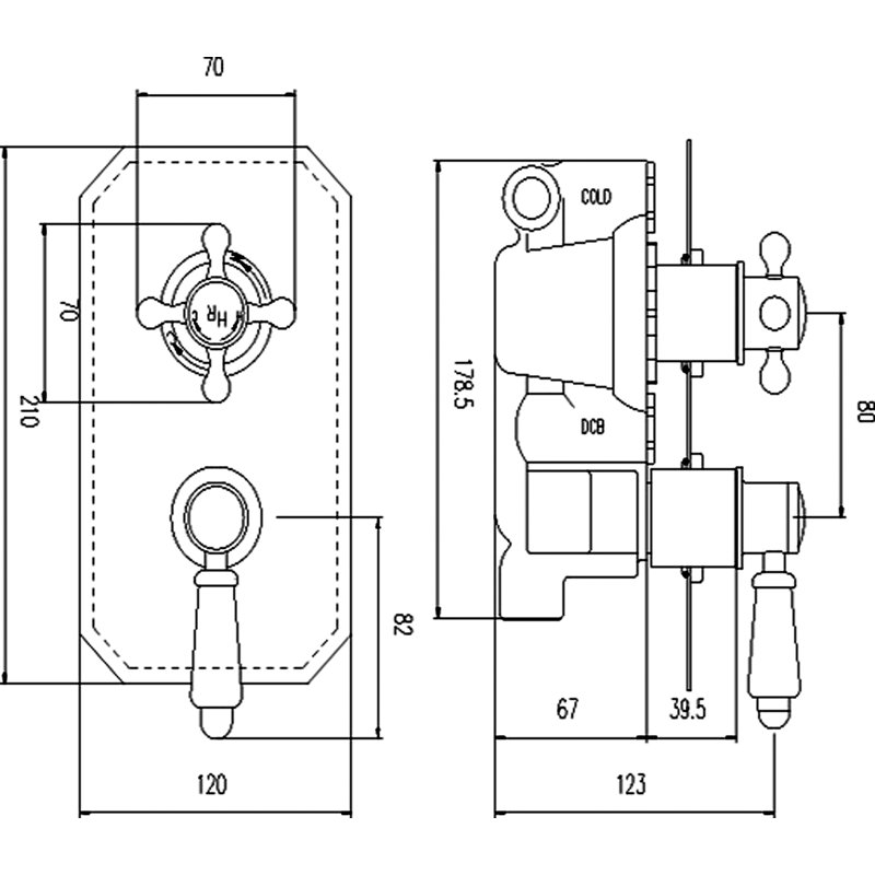 Topaz Double Concealed Thermostatic Shower Valve