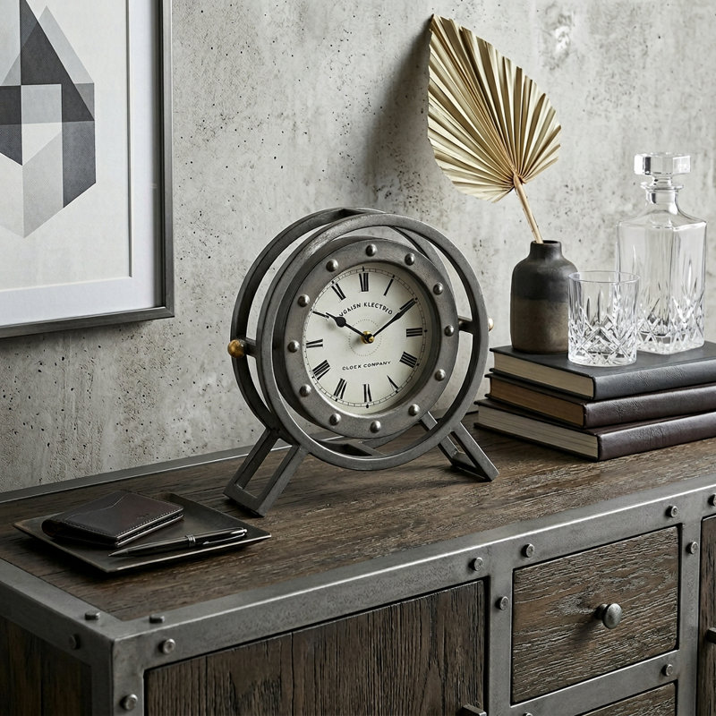 Horloge de table 12 "en métal noir et blanc