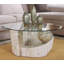 Round Glass Top Coffee Table Abstract Faux Stone Base Centre Table 100x100cm