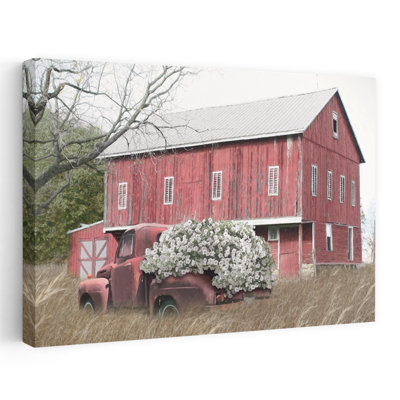 Old Red At The Barn - Contemporary Photography Farm Barn Art