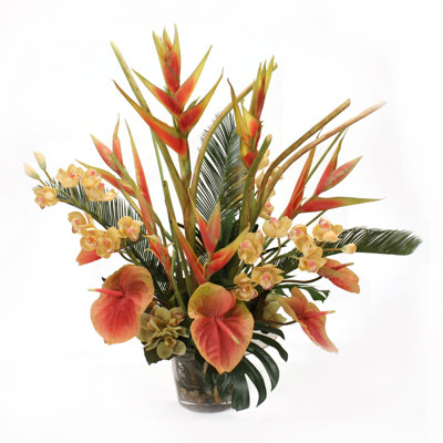 Arrangement floral mixte en pot