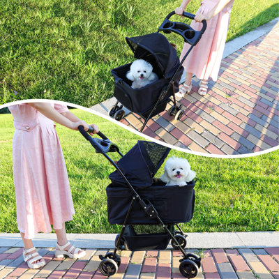 Pet Stroller for Small Dogs and Cats - 4 Wheels with 360-Degree Rotation and Brakes -  ATCHISON, 9003