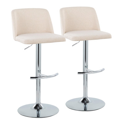 Swivel Upholstered Adjustable Height Counter Stool with Metal Frame