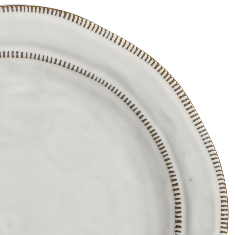 White Ceramic and Terracotta 12-Piece Dinnerware Set, Service for 4
