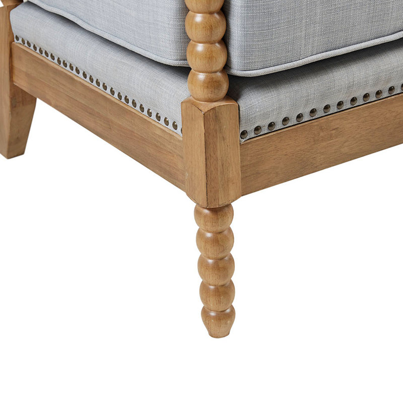 Fauteuil Accent, Bois naturel, Polyester gris clair