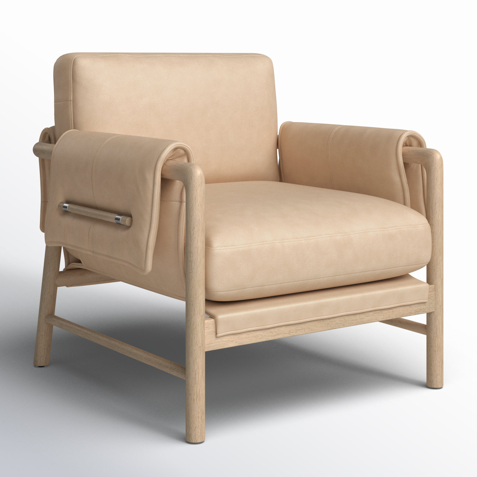 Kodie Linen Armchair, Palermo Nude Genuine Leather