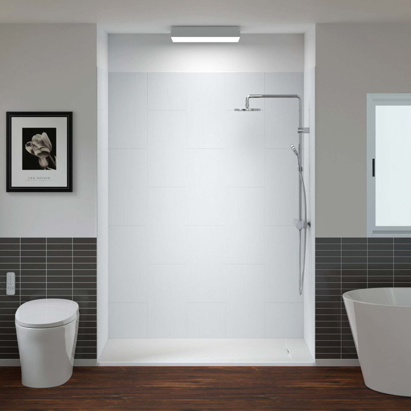 Glint 60'' W 75'' H Framed Rectangle Shower Stall, Right/Left, Black