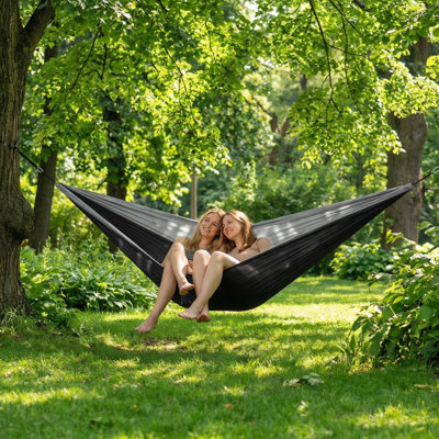 Hamac de camping extérieur, hamac portatif 500 lb avec sangles d'arbre et deux poutres anti-roulis, équipement de camping, pour le camping, le patio, la cour arrière