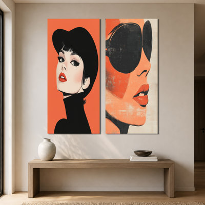 La mode des années soixante en couleurs III - Ensemble de 2 tableaux pop art