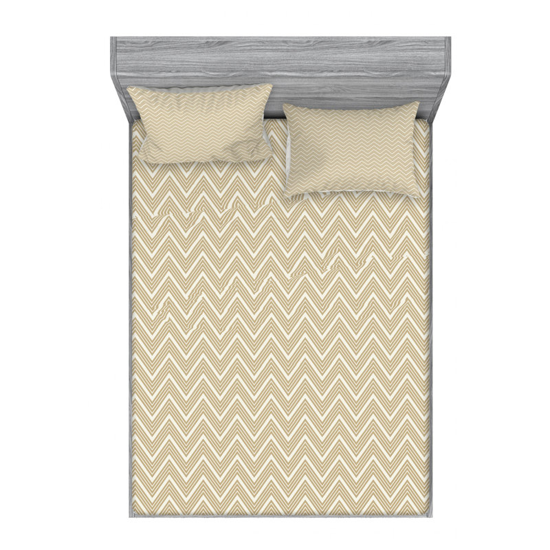 Microfiber Chevron Sheet Set, Queen Sheet Set with Fitted Sheet