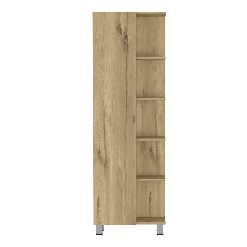 Linen Cabinet, Five Shelves, One Cabinet, Divisions, Natural