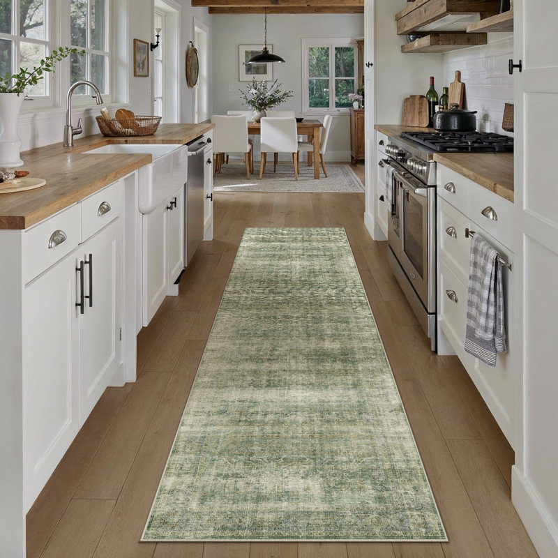 Tapis lavable rétro avec envers antidérapant Elias, Tapis de couloir 2 pi x 8 pi