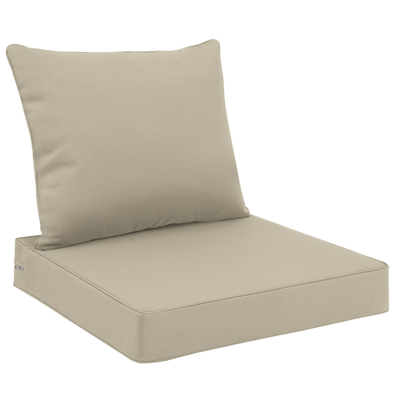 Outdoor Patio Cushion Set, Removable Seat and Back Cushions with Waterproof Cover & Tie Straps, 24"×24", Beige
