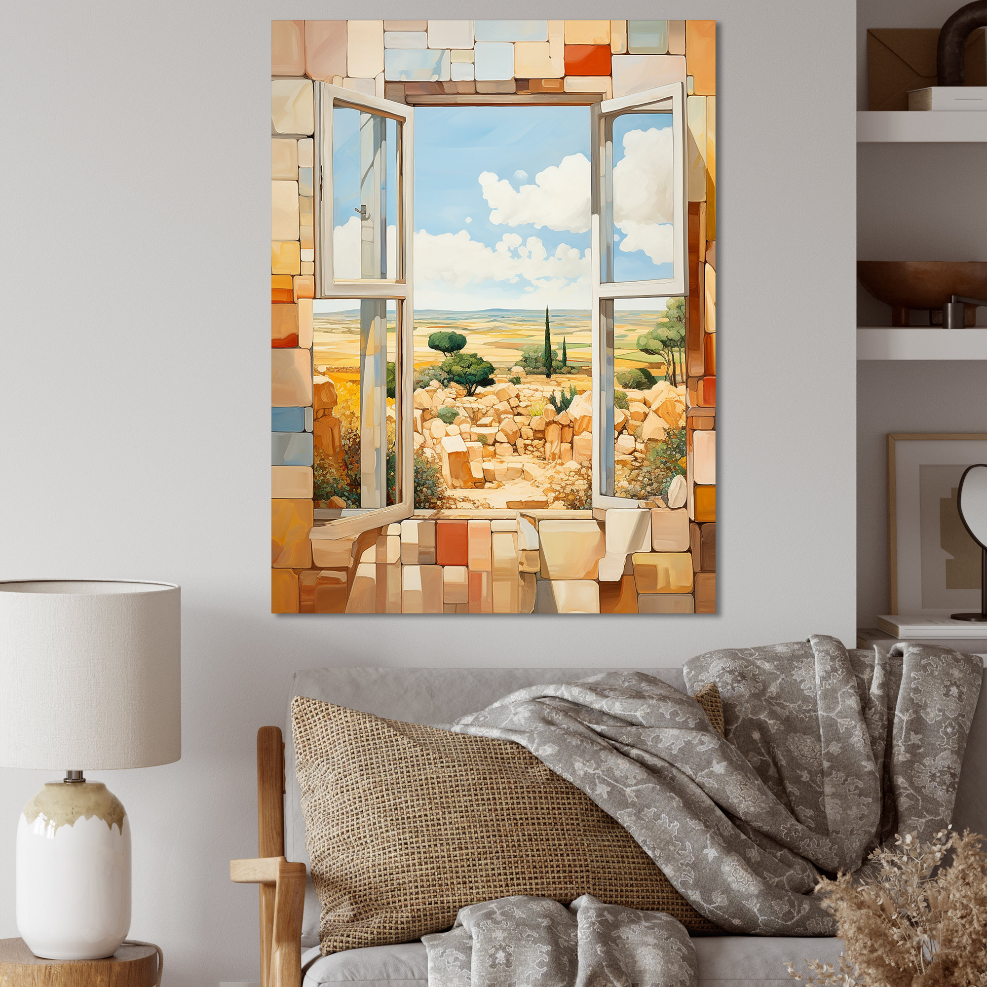 Lark Manor™ Cubist Countryside Farm Windows I - Farmhouse Windows Wall ...