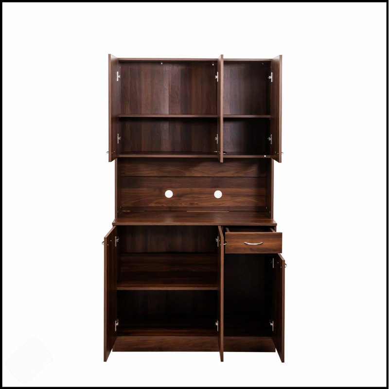 70.87 Inch Tall Wardrobe And Kitchen Cabinet With 6-Doors, 1-Open Shelf, And 1-Drawer For Versatile Storage Solutions