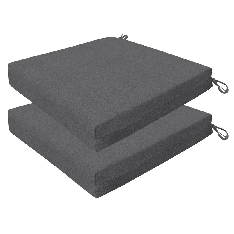 Meridian Outdoor Square Dining Seat Cushion, Heathered Dark Gray