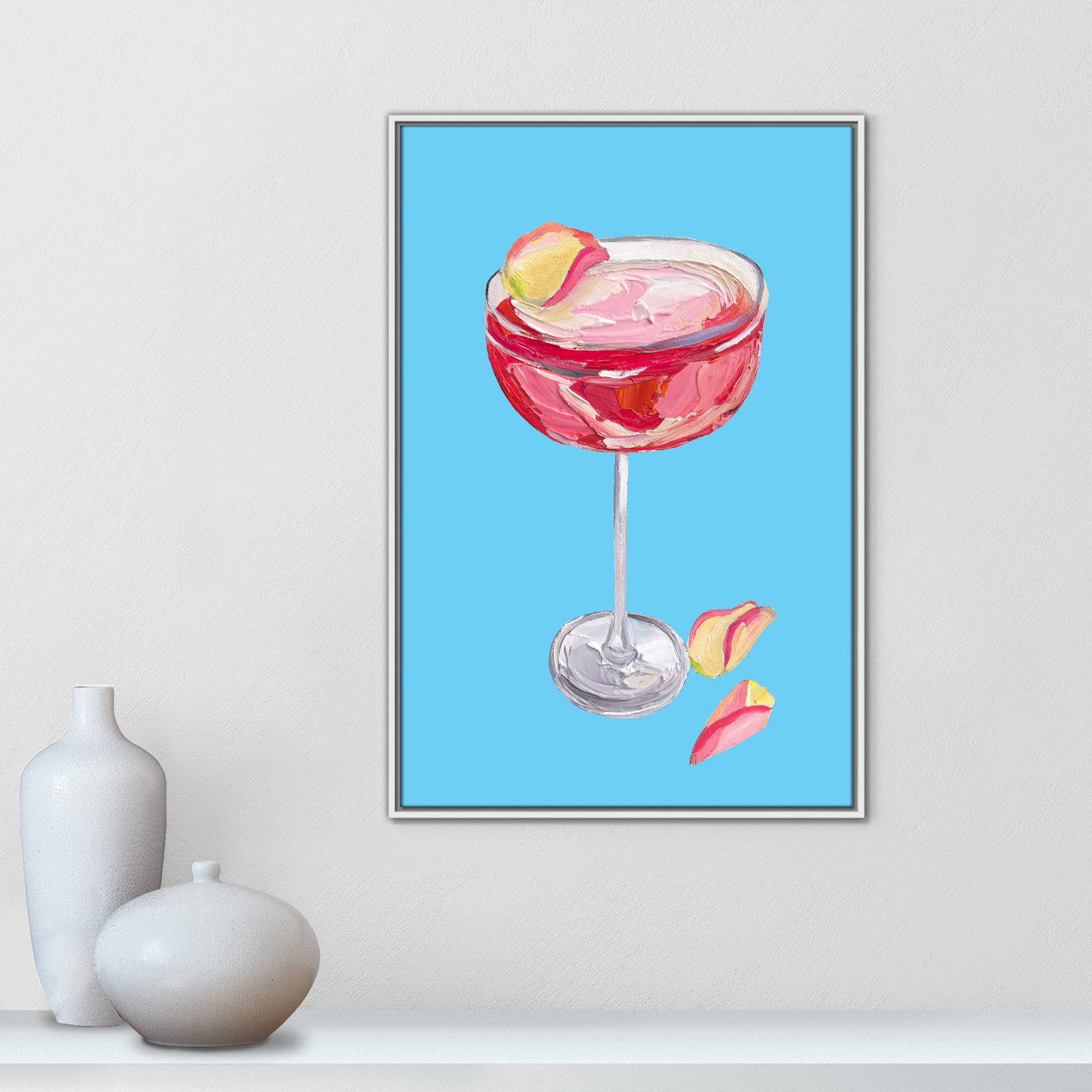 Sparkling Rose Gin Cocktail Print by Straker, 37.5" H x 25.5" W, White Floater
