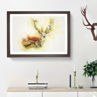 Stag Deer in Abstract - Picture Frame Painting Print