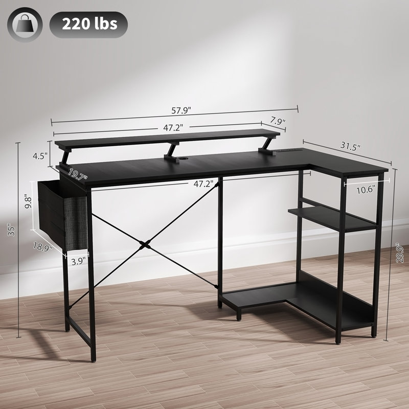 L Shaped Computer Desk, Corner Desk For Home And Office, Black