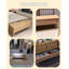 Repose-pieds rectangulaire en bois et rotin