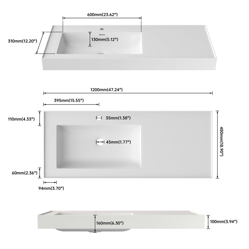 Durable Solid Surface Bathroom Basin