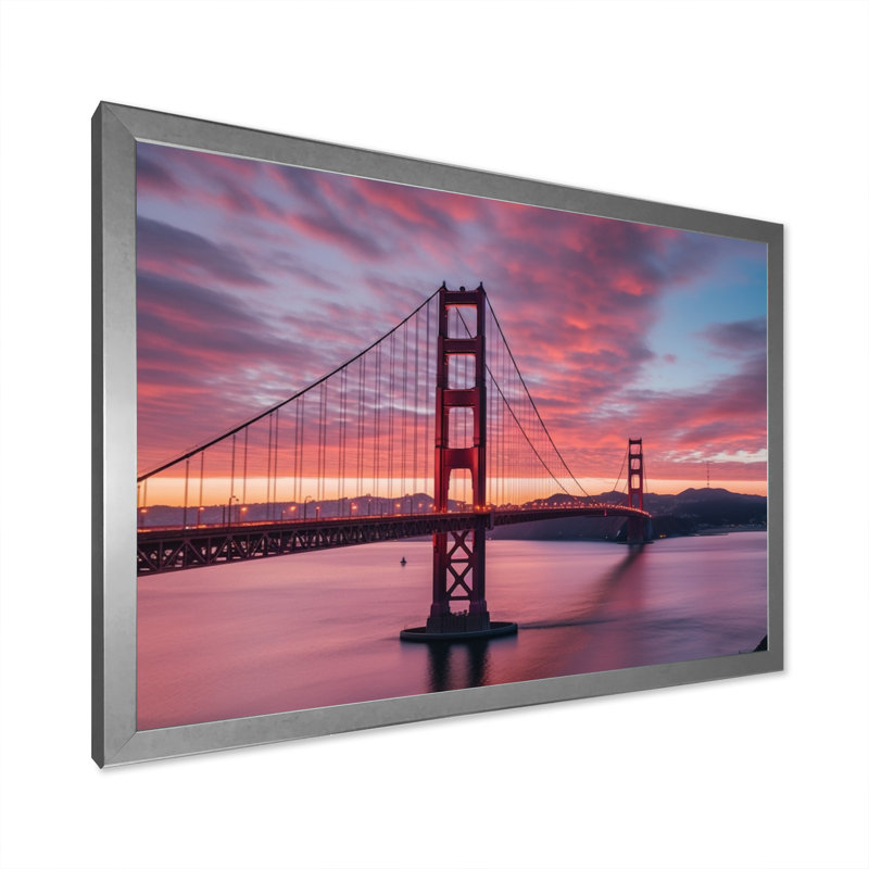 San Francisco Golden Gate Bridge, reproduction d'art sur toile, H 30 po x l 40 po x P 1,5 po, Cadre photo argenté