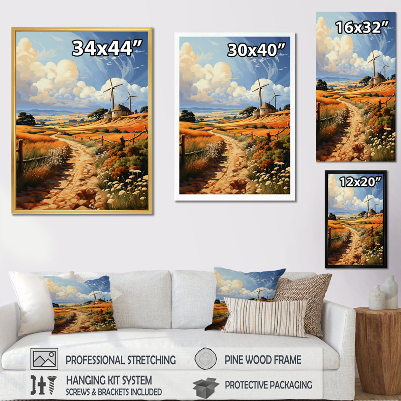 "Wind Turbines", impression sur toile encadrée, H 32 po x l 16 po x P 1 po, Cadre flottant noir