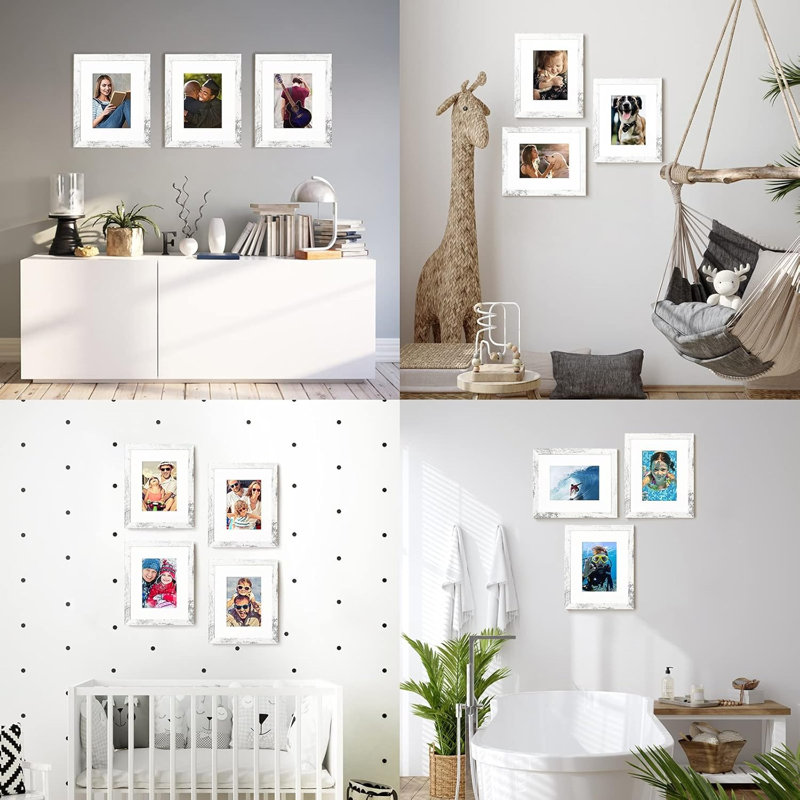 Ensemble de 8 cadres photo blancs 8 x 10