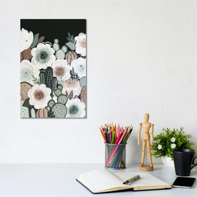 Muted Cactus Florals 1 Piece Wrapped Canvas Wall Art