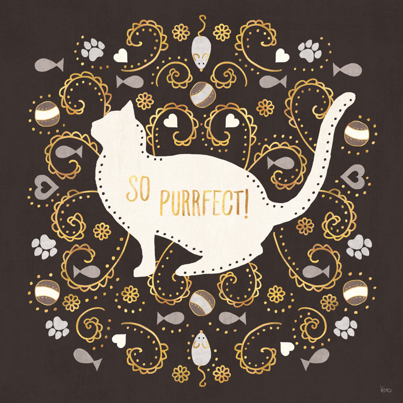 " Otomi Cats III " by Veronique Charron, Non, H 12 po x l 12 po, Toile avec cadre argenté