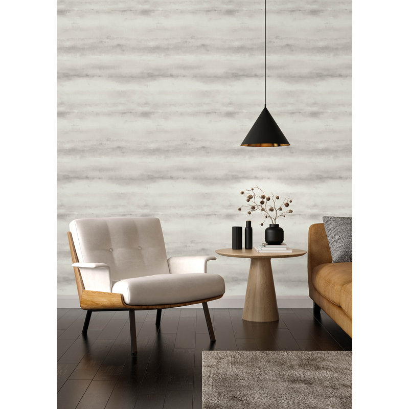 Papier peint à rayures abstraites gris Ayla, Gris