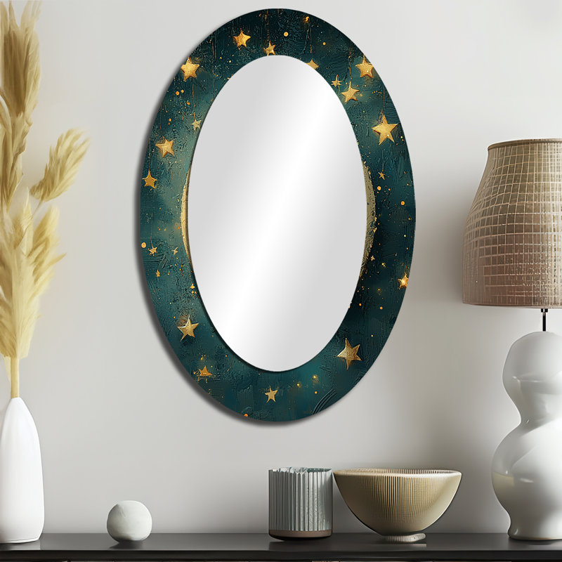 Sleepy Moon II - Miroir mural ovale pour enfants, 36 po x 24 po