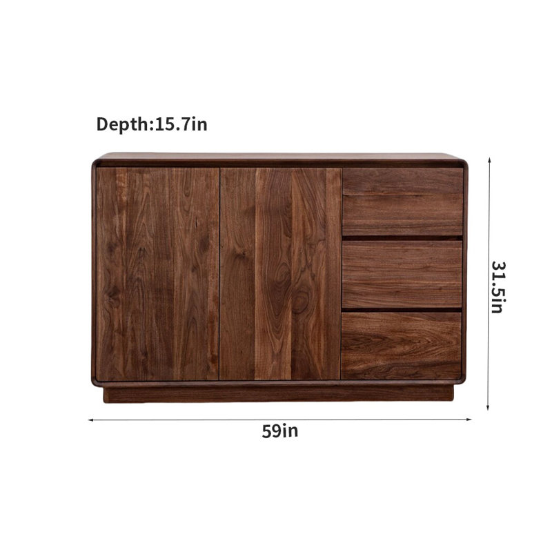 Buffet en bois massif 47,2 po Jolisa, H 31,5 po x l 59 po x P 15,7 po
