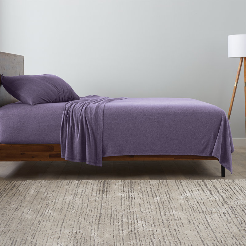 Ella Jayne Soft Heather Jersey Knit 4-Piece Sheet Set, Full, Purple